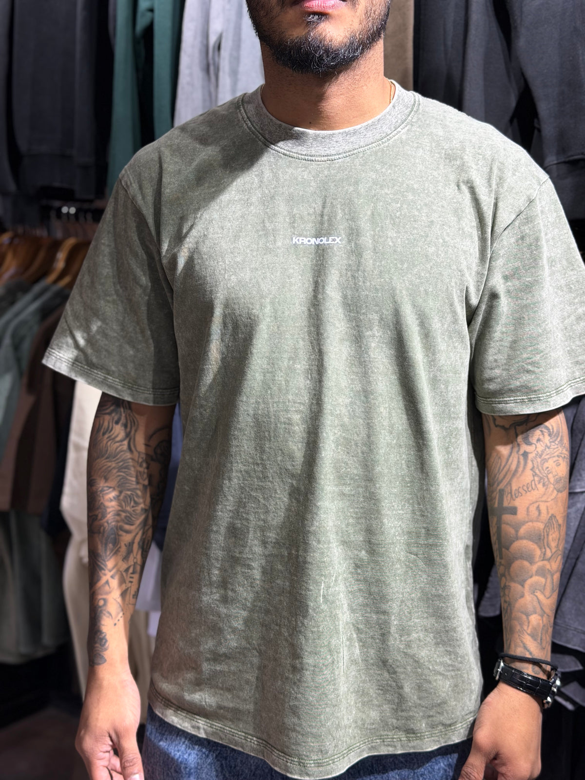 Polera Acid Wash Verde Oversize