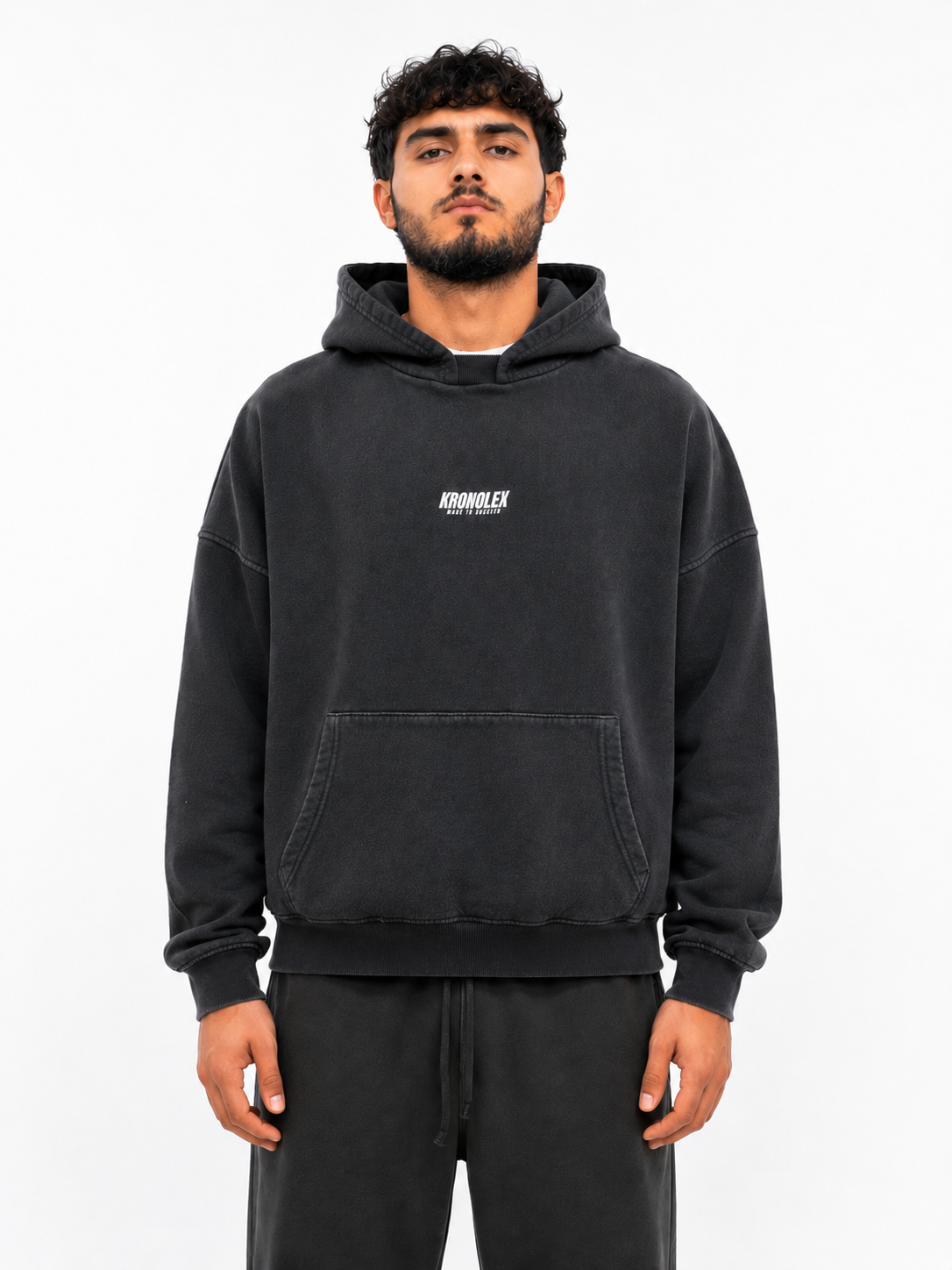 Polerón Boxy Fit Oversize - Acid Wash Negro