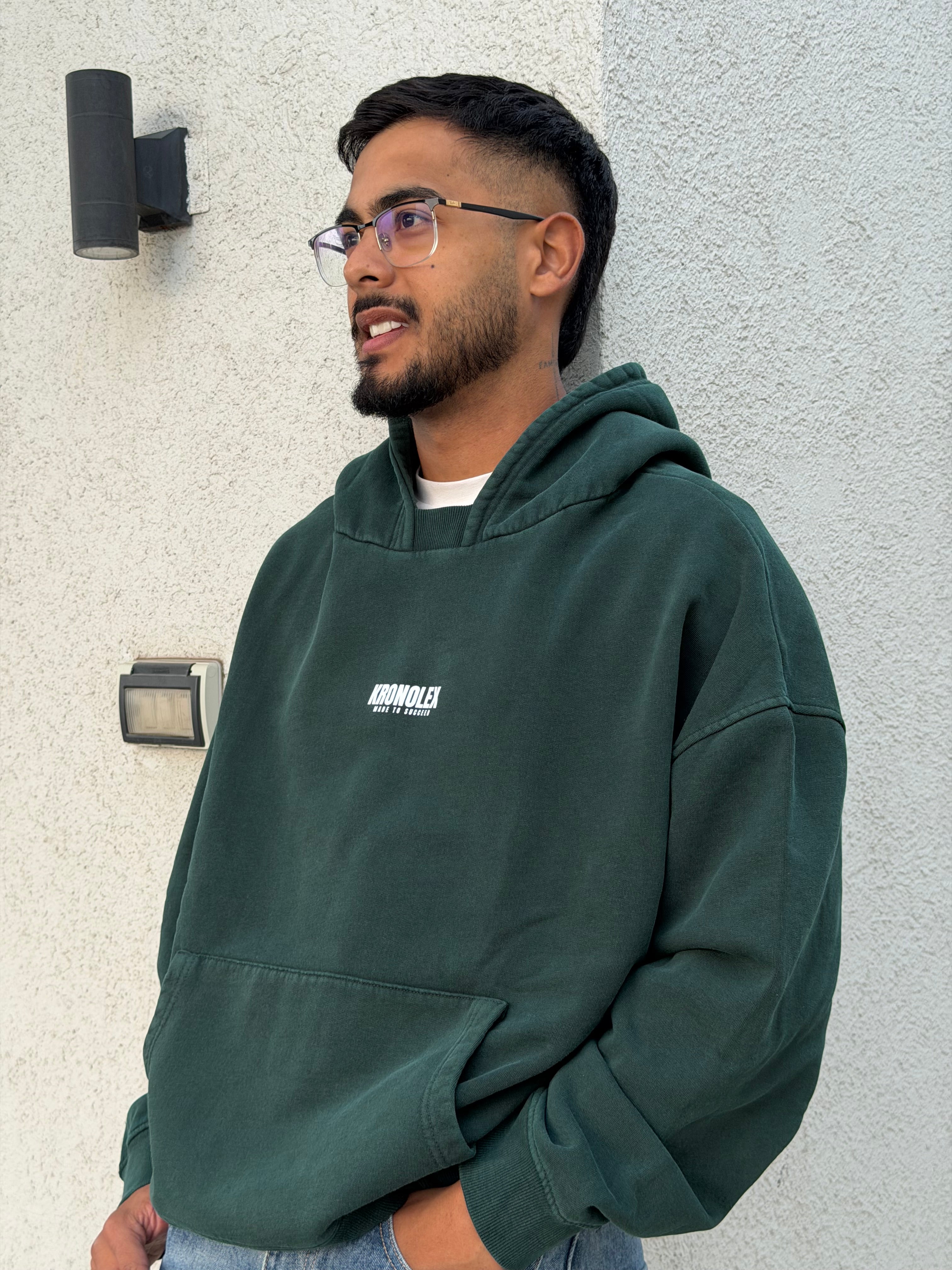 Polerón Boxy Fit Oversize - Acid Wash Verde Bosque