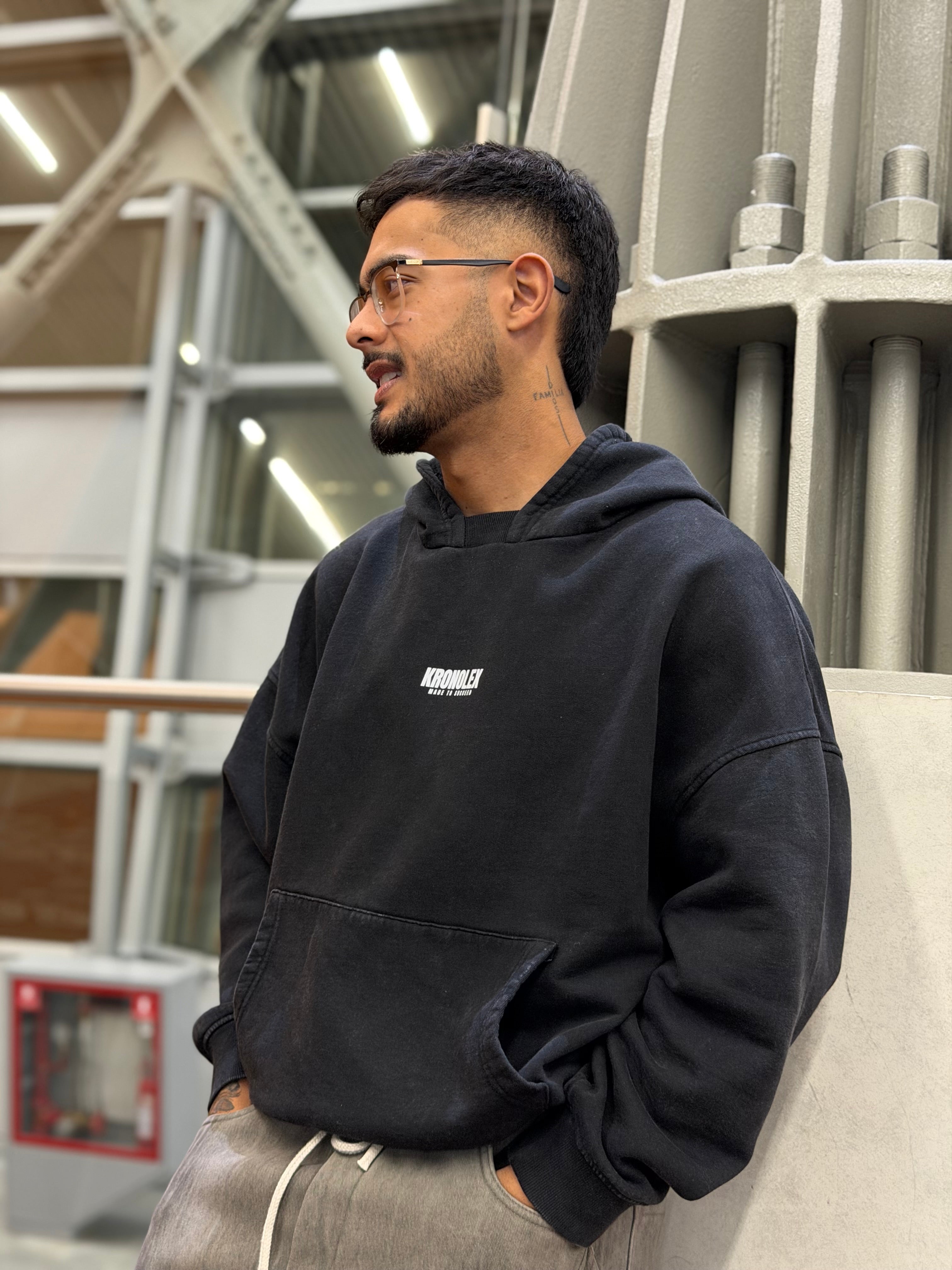 Polerón Boxy Fit Oversize - Acid Wash Negro