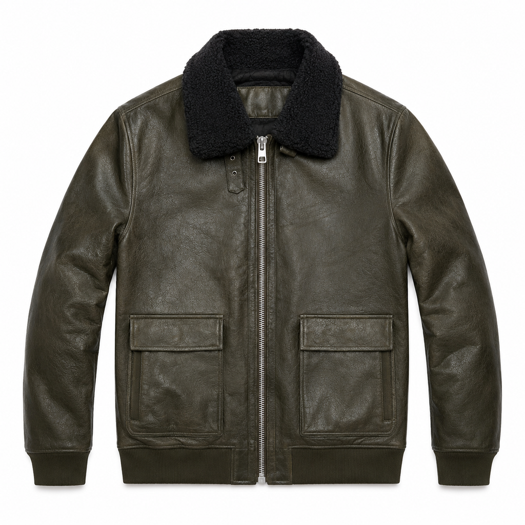 Chaqueta Aviadora Eco Cuero - Verde Oliva
