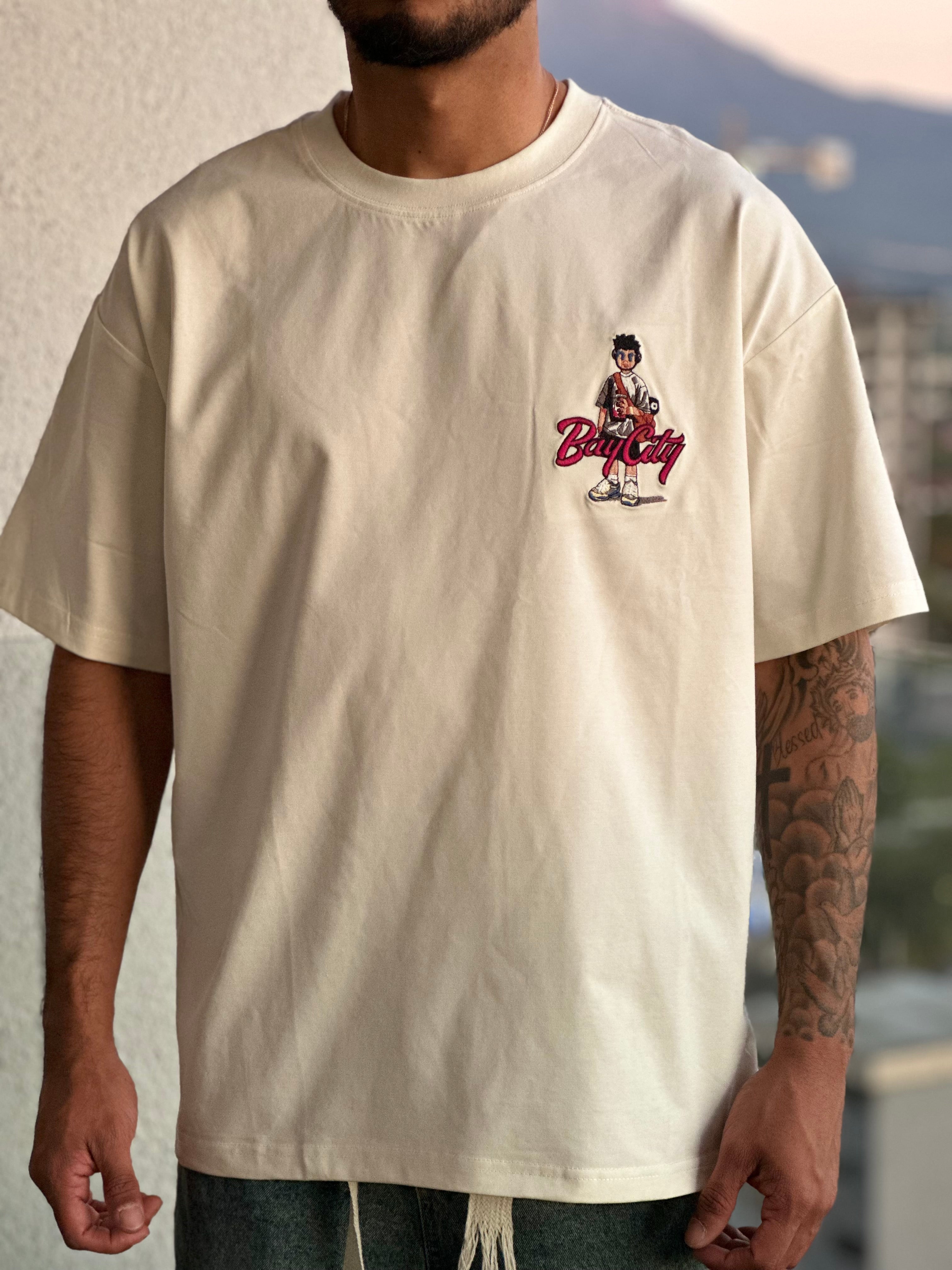 Polera Oversize estampado trasero - Beige